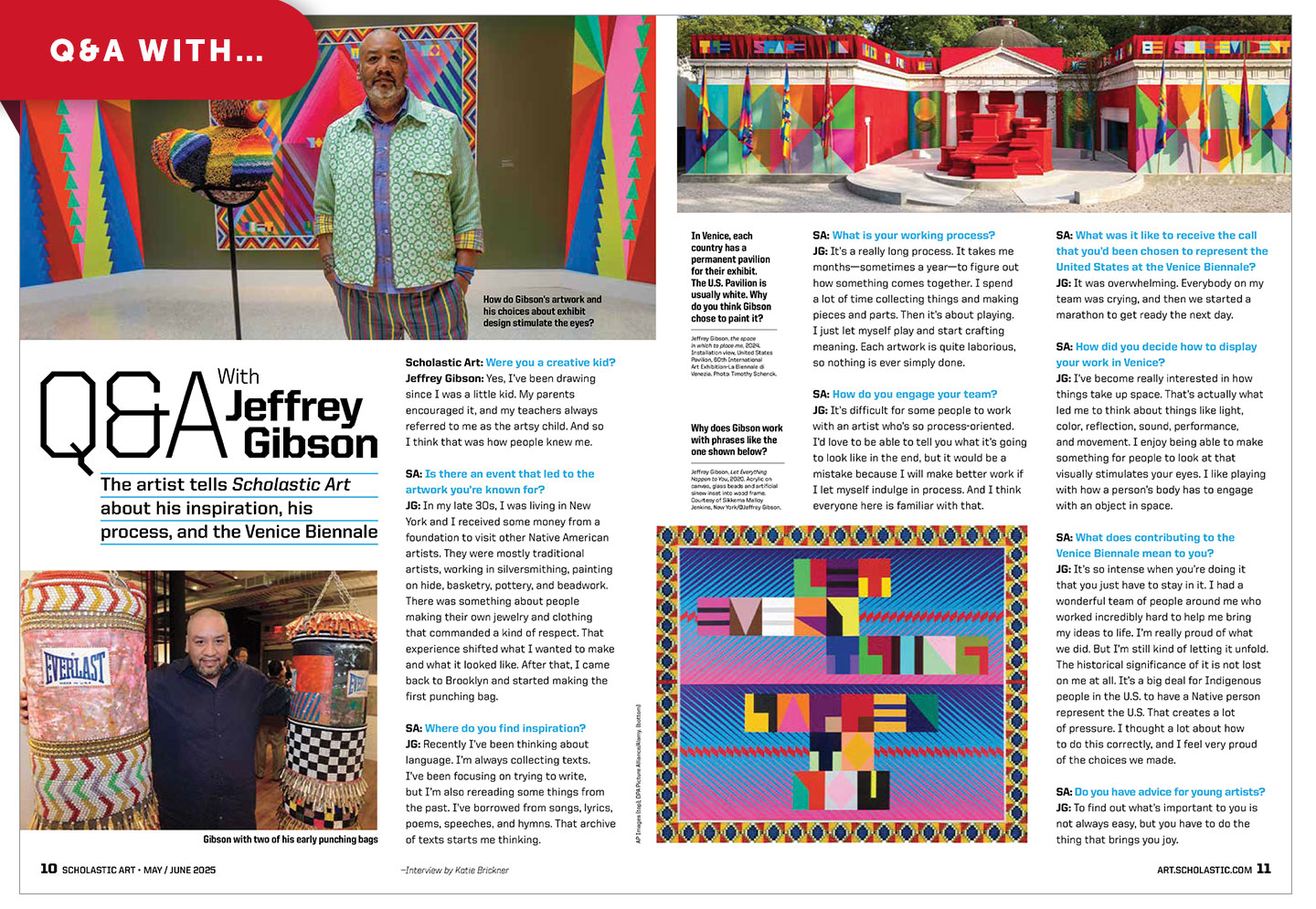 A Q&A article about artist Jeffrey Gibson in Scholastic Art magazine
