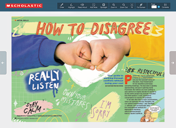 Two fists bump below the headline How to Disagree on a page labeled Really Listen & Stay Calm