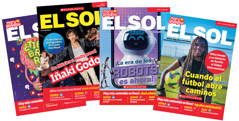 Four issues of El Sol, a Spanish-language magazine published by Mary Glasgow Scholastic