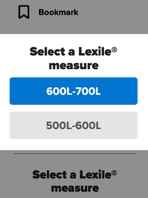 A interface shows two Lexile measure options: 600L-700L selected and 500L-600L unselected