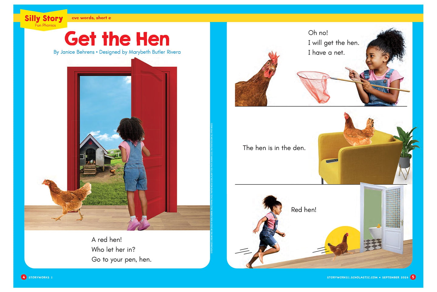 Cover of Get the Hen, a girl chases a hen through a house with a net